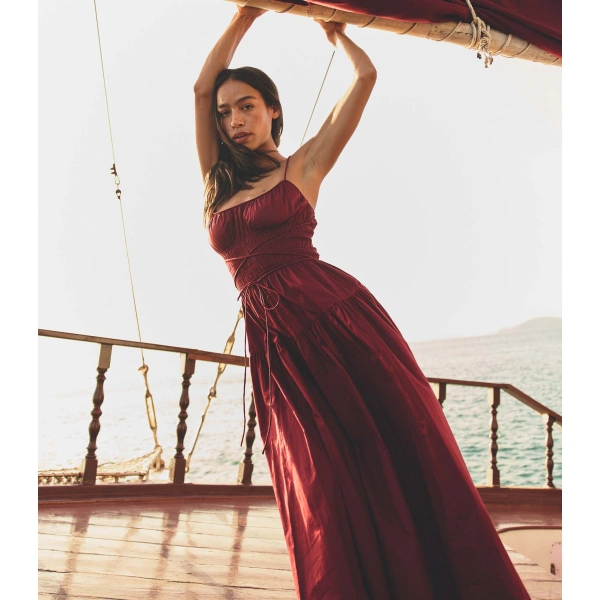 Doen Safia Dress in Deep Ruby | Midi Dresses | Coveti, view 4