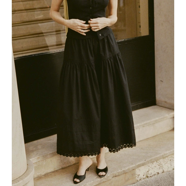 Doen Sebastiane Skirt in Black | Maxi Skirts | Coveti, view 2