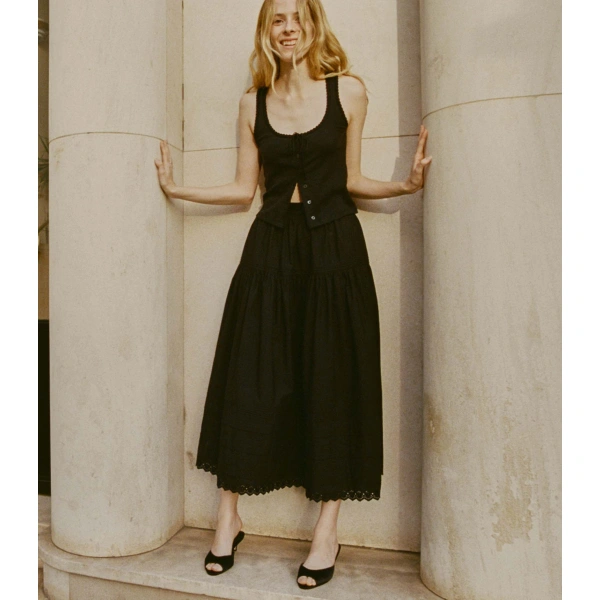 Doen Sebastiane Skirt in Black | Maxi Skirts | Coveti, view 3