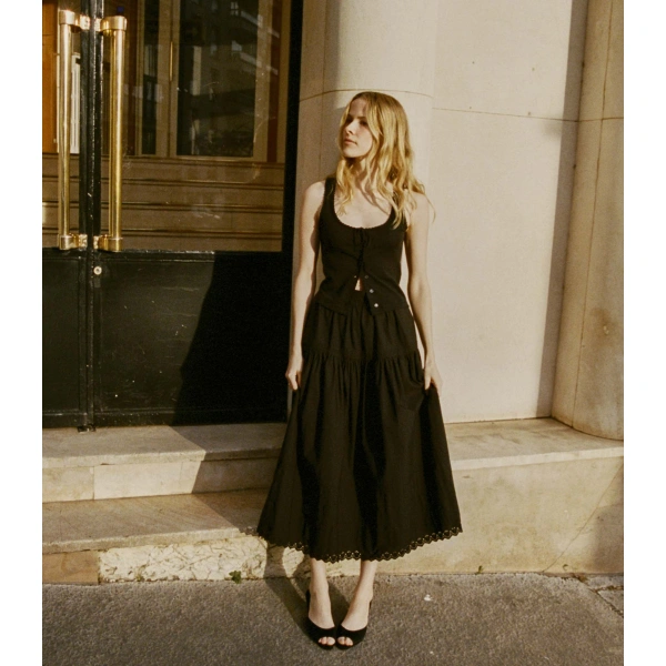Doen Sebastiane Skirt in Black | Maxi Skirts | Coveti, view 4