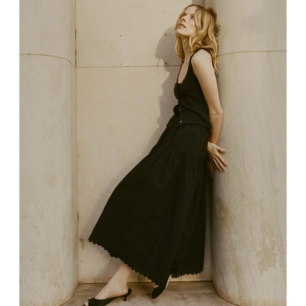Doen Sebastiane Skirt in Black | Maxi Skirts | Coveti, view 6