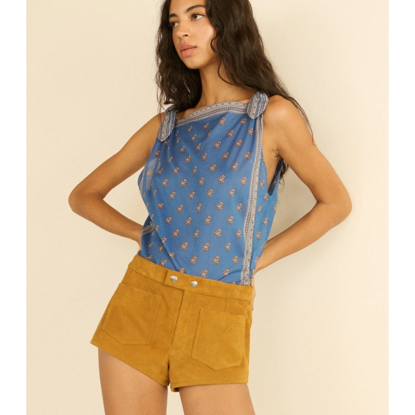 Doen Sedona Suede Short in Barrel | Shorts | Coveti, view 2