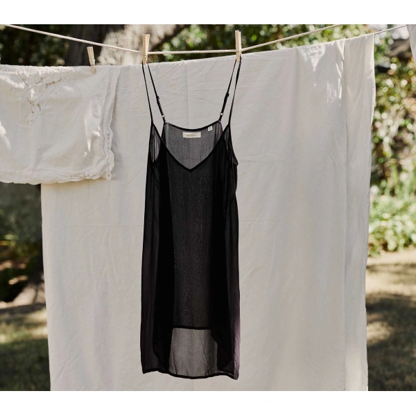 Doen Short Deep V-Neck Slip in Black | Slip Dresses | Coveti, view 2