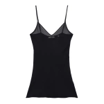 Doen Short Deep V-Neck Slip in Black | Slip Dresses | Coveti
