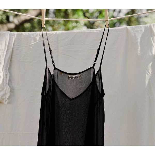 Doen Short Deep V-Neck Slip in Black | Slip Dresses | Coveti, view 4