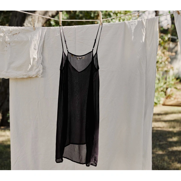 Doen Short Deep V-Neck Slip in Black | Slip Dresses | Coveti, view 5