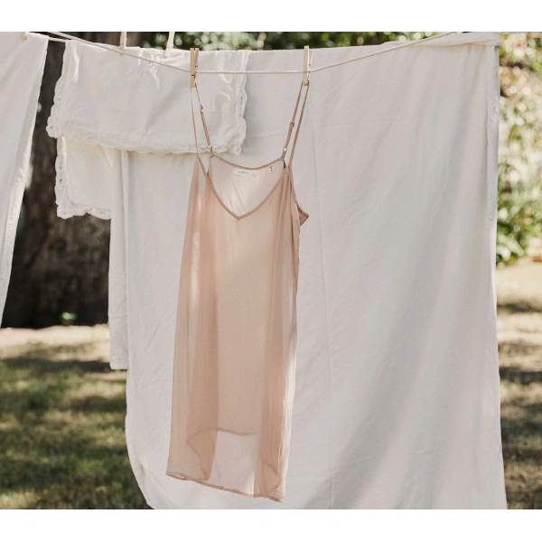 Doen Short Deep V-Neck Slip in Conch | Slip Dresses | Coveti, view 2