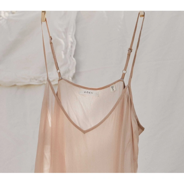 Doen Short Deep V-Neck Slip in Conch | Slip Dresses | Coveti, view 3
