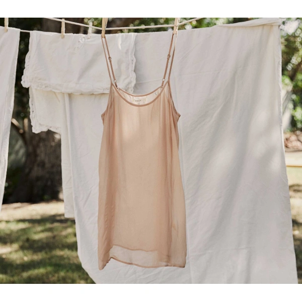 Doen Short Scoop Neck Slip in Conch | Slip Dresses | Coveti, view 2