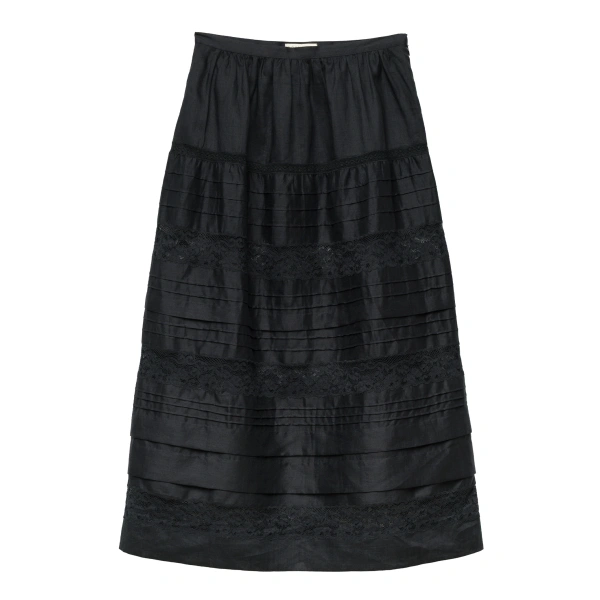 Doen Sidra Skirt in Black | Midi Skirts | Coveti