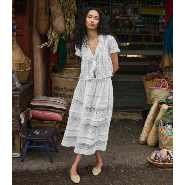 Doen Sidra Skirt in Salt | Midi Skirts | Coveti, view 2