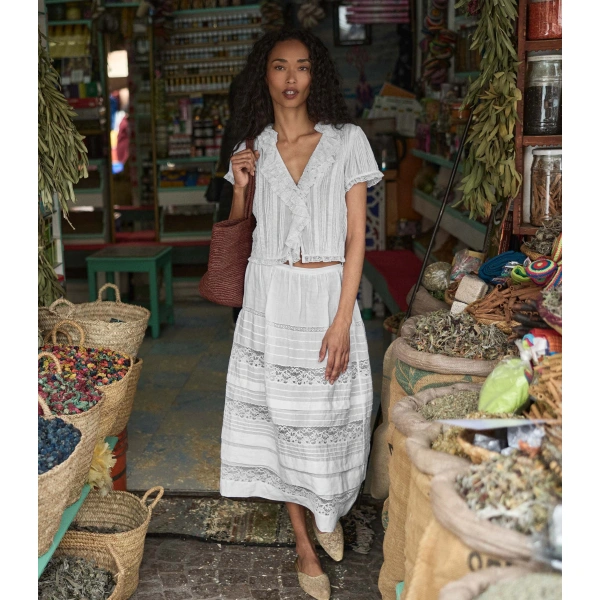 Doen Sidra Skirt in Salt | Midi Skirts | Coveti, view 4