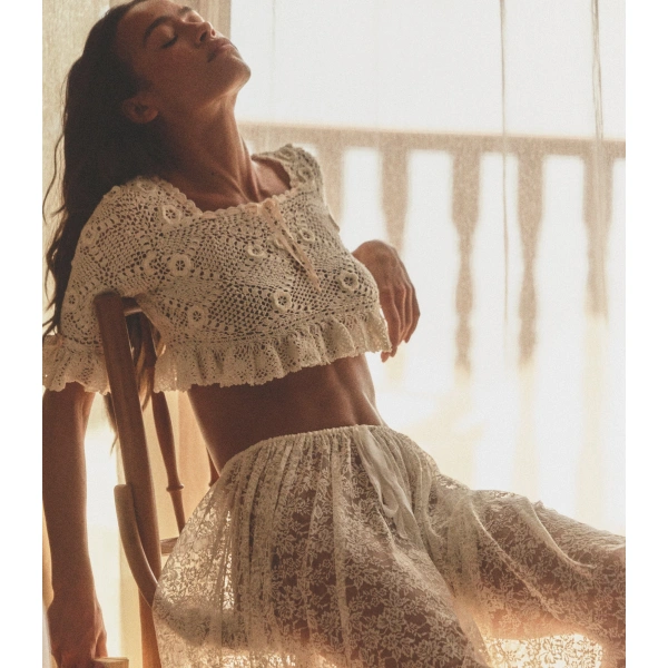 Doen Sybille Top in Pearl | Blouses | Coveti, view 3