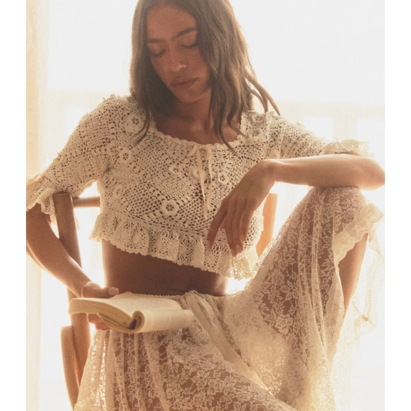 Doen Sybille Top in Pearl | Blouses | Coveti, view 4