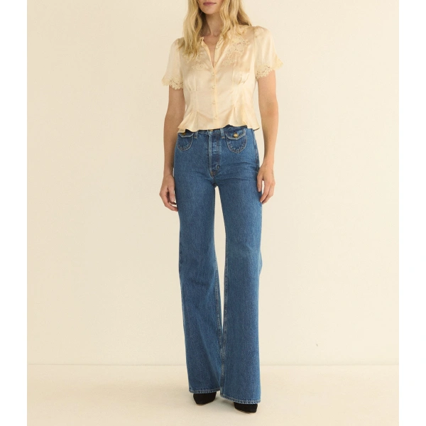Doen Sylvie Jean in Roussillon Mid Wash | Jeans | Coveti, view 4