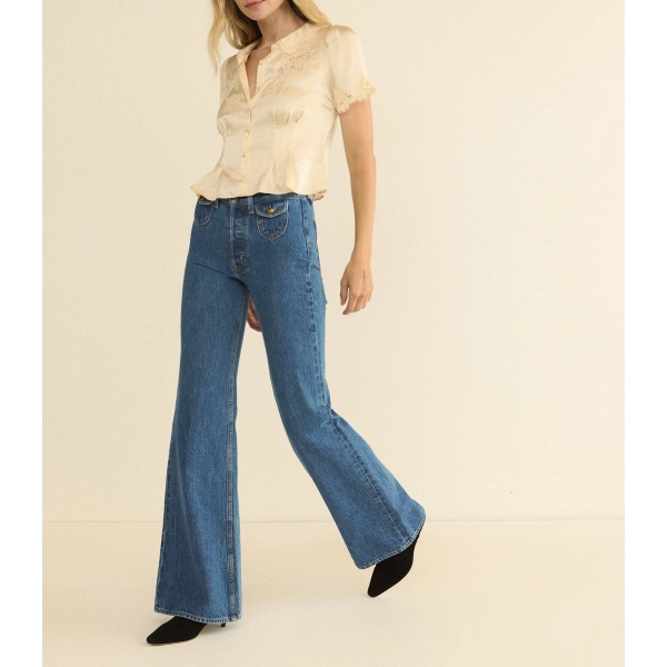 Doen Sylvie Jean in Roussillon Mid Wash | Jeans | Coveti, view 5