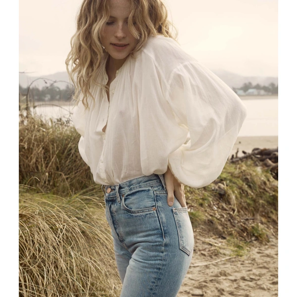 Doen The Jane Blouse in Salt | Blouses | Coveti, view 2