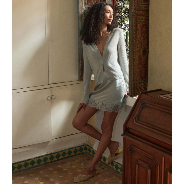 Doen Thea Cashmere Cardigan in Eucalyptus | Cardigans | Coveti, view 4