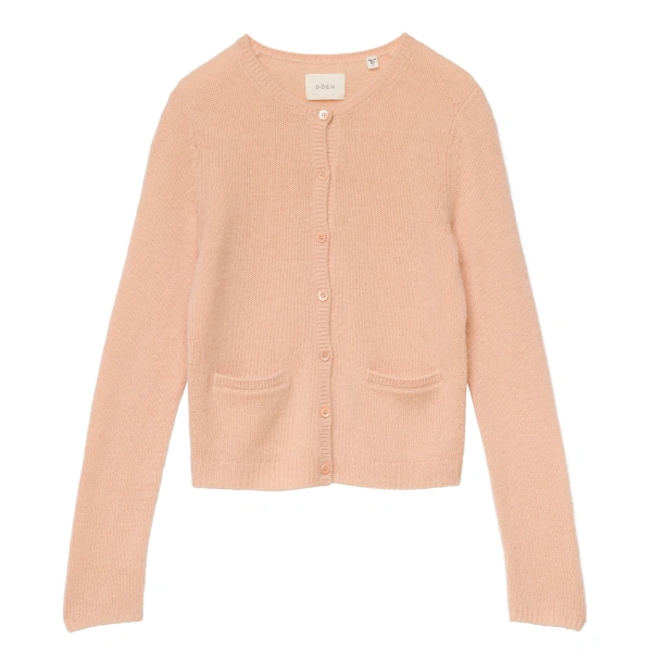 Thea Cashmere Cardigan in Light Peach Sorbet