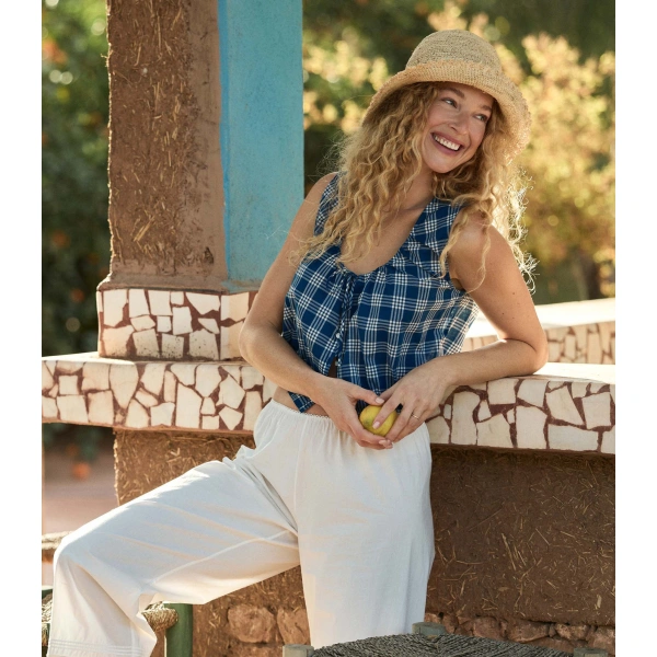 Doen Theo Top in Dorset Plaid | Blouses | Coveti, view 2