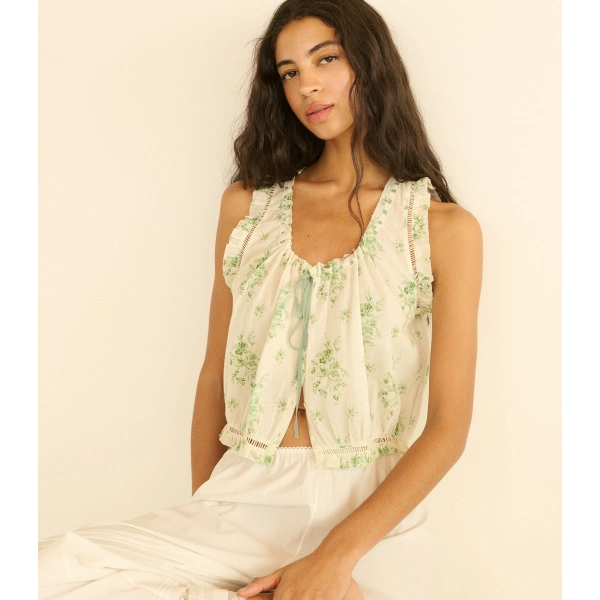 Doen Traveler Top in Vert Petit Bouquet de Chamonix | Blouses | Coveti, view 2
