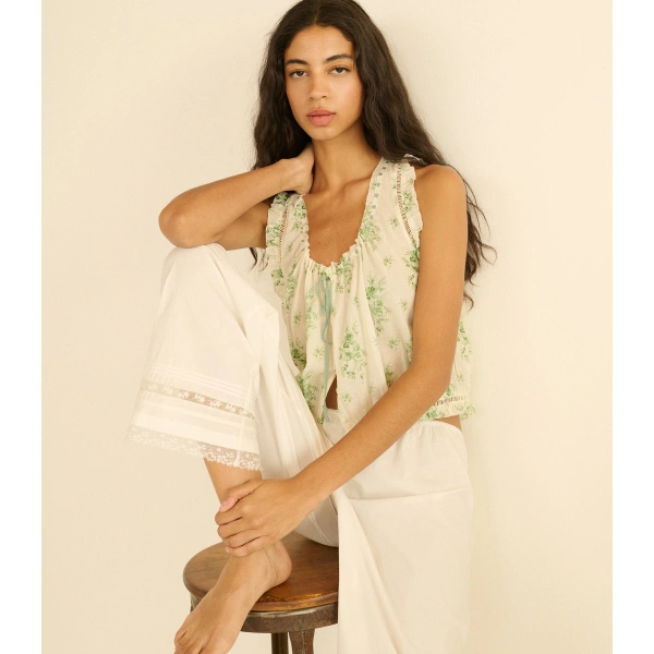 Doen Traveler Top in Vert Petit Bouquet de Chamonix | Blouses | Coveti, view 4