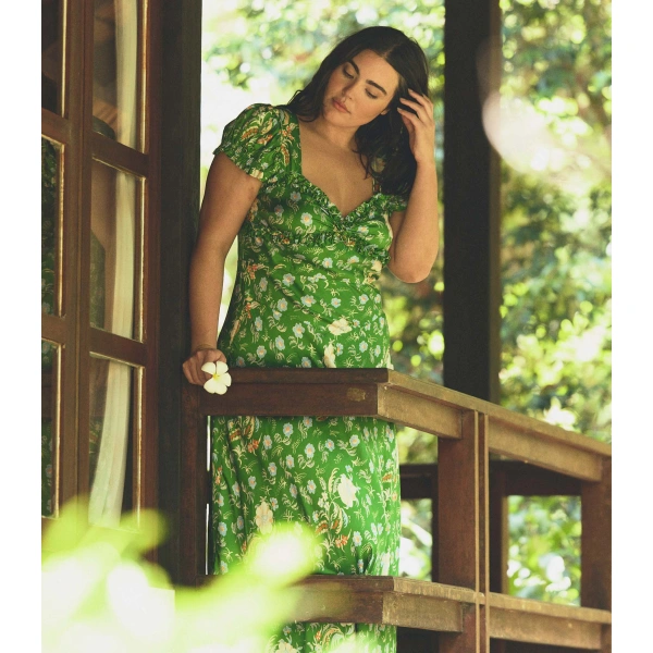 Doen Valerine Dress in Emerald Hollyhock Hills | Maxi Dresses | Coveti, view 2