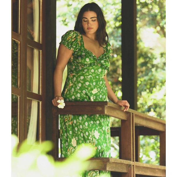 Doen Valerine Dress in Emerald Hollyhock Hills | Maxi Dresses | Coveti, view 3