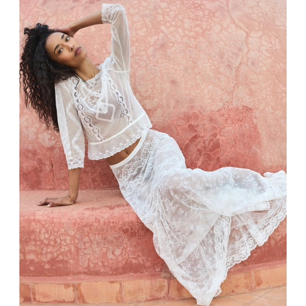 Doen Victoriana Skirt in Salt | Maxi Skirts | Coveti, view 2
