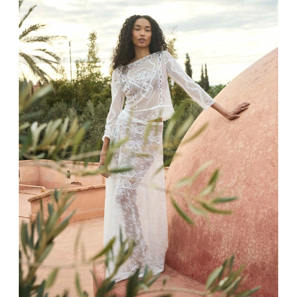 Doen Victoriana Skirt in Salt | Maxi Skirts | Coveti, view 3