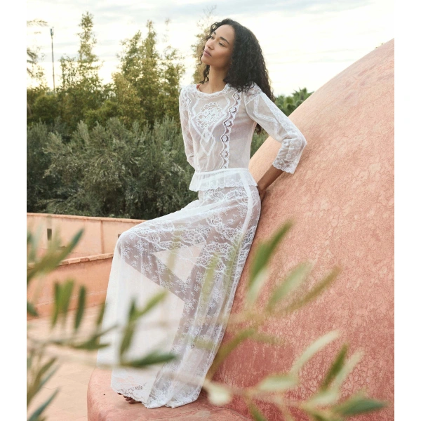 Doen Victoriana Skirt in Salt | Maxi Skirts | Coveti, view 5