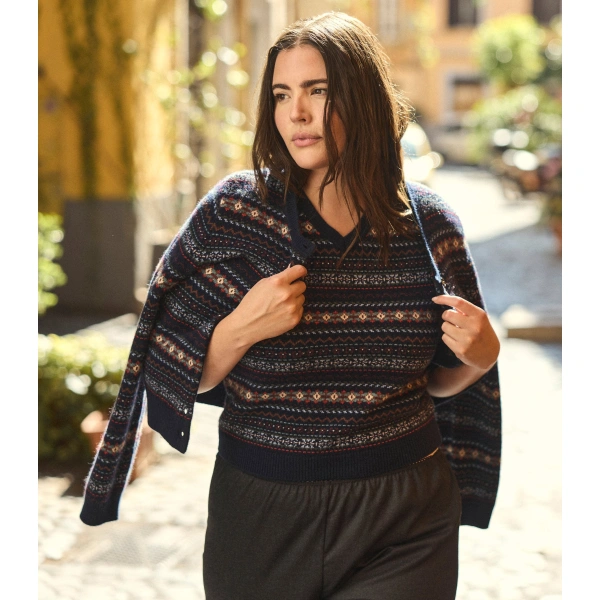 Doen Vincent Vest in Navy Dashwood Fair Isle | Sweater Vests | Coveti, view 5