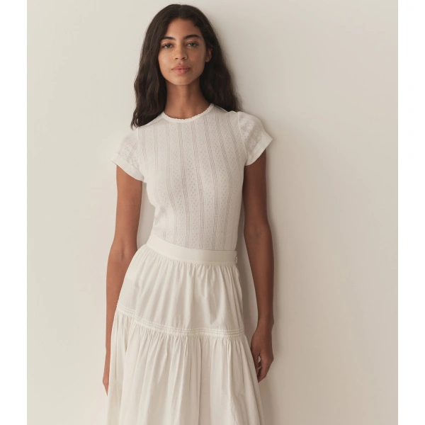 Doen Vivi Tee in Salt Quelle Jolie Pointelle | T-Shirts | Coveti, view 2