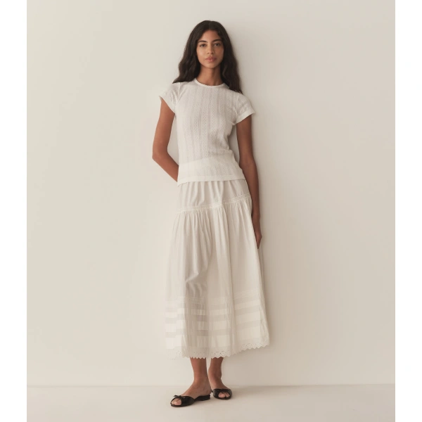 Doen Vivi Tee in Salt Quelle Jolie Pointelle | T-Shirts | Coveti, view 4
