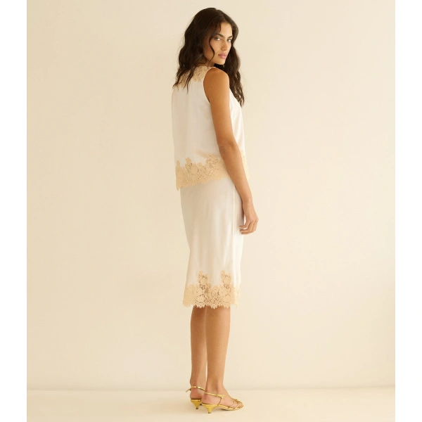 Doen Viviane Top in Salt and Peach Lace | Blouses | Coveti, view 6