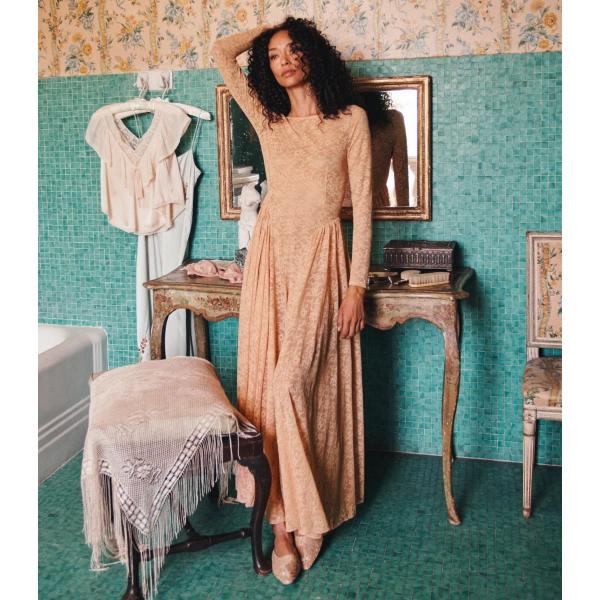 Doen Wilhelmine Dress in Toasted Almond | Midi Dresses | Coveti, view 3