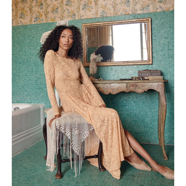 Doen Wilhelmine Dress in Toasted Almond | Midi Dresses | Coveti, view 4