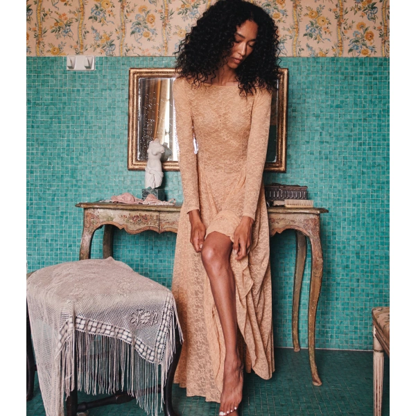 Doen Wilhelmine Dress in Toasted Almond | Midi Dresses | Coveti, view 5
