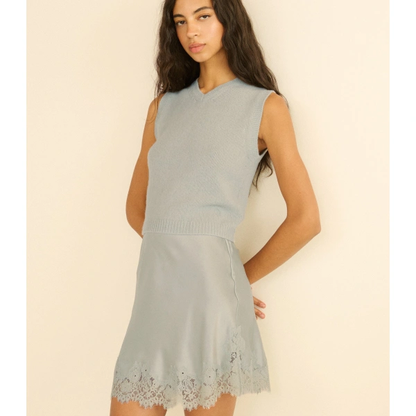 Doen Winston Cashmere Vest in Eucalyptus | Sweater Vests | Coveti, view 2
