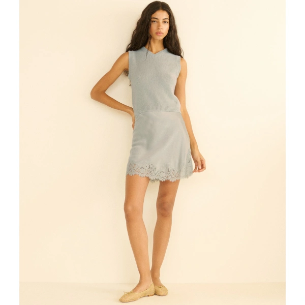 Doen Winston Cashmere Vest in Eucalyptus | Sweater Vests | Coveti, view 3