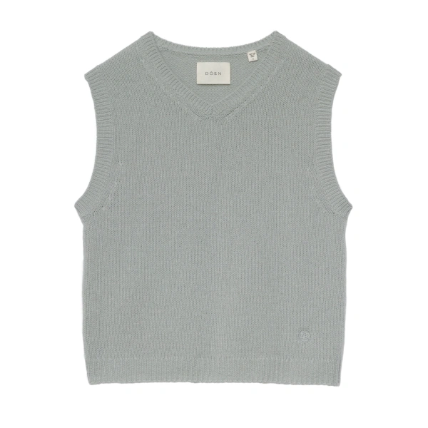 Doen Winston Cashmere Vest in Eucalyptus | Sweater Vests | Coveti