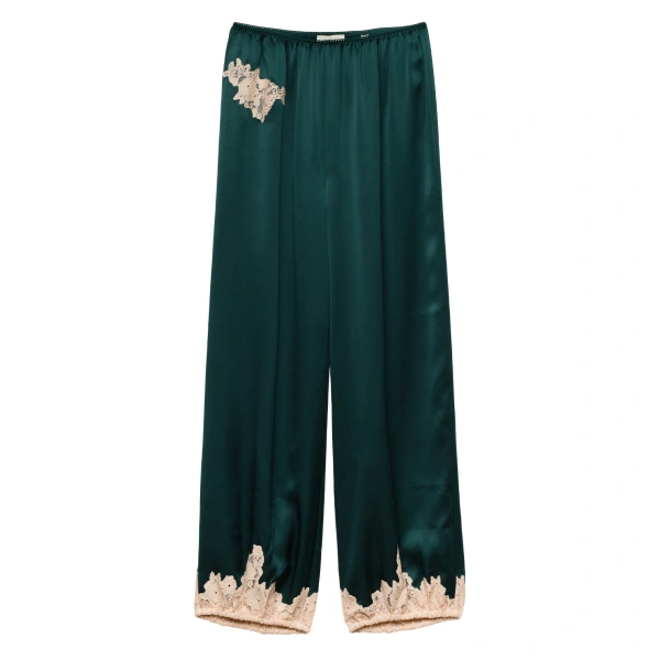 Doen Yaria Silk Satin Pant in Scarab | Pants | Coveti
