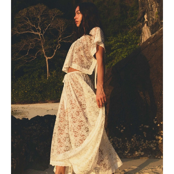 Doen Zinnia Skirt in Salt | Midi Skirts | Coveti, view 3