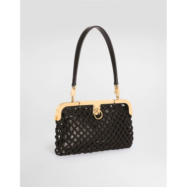Black Dolce & Gabbana Amanda handbag in mesh and palmellato calfskin, view 2 | Totes & Top-Handle Bags