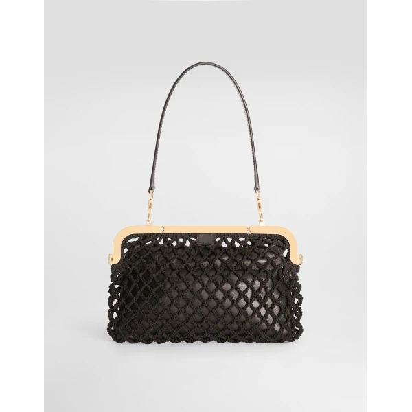 Black Dolce & Gabbana Amanda handbag in mesh and palmellato calfskin, view 3 | Totes & Top-Handle Bags