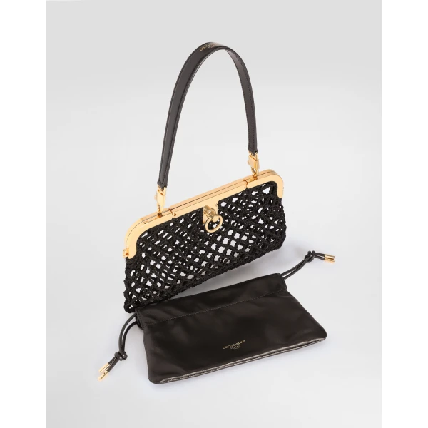 Black Dolce & Gabbana Amanda handbag in mesh and palmellato calfskin, view 5 | Totes & Top-Handle Bags