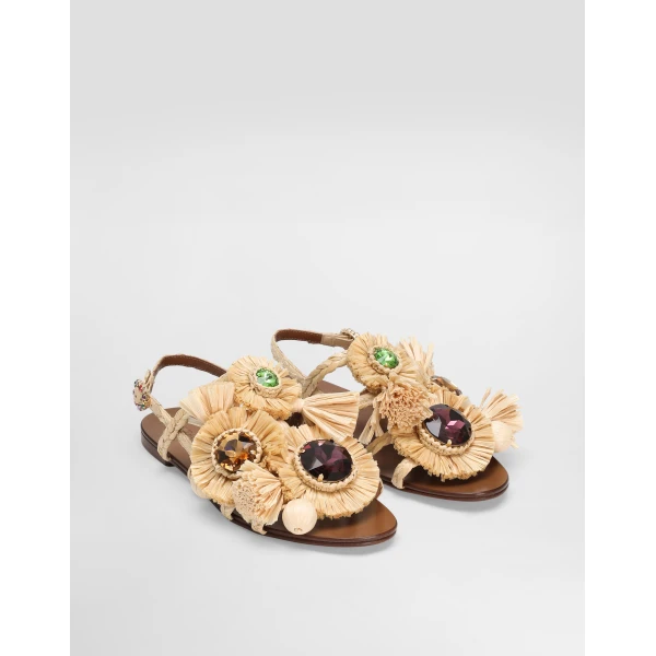 Multicolour Dolce & Gabbana Braided rafia flip-flops, view 2 | Flip Flops & Slides