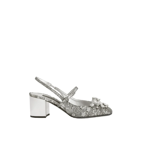 Multicolour Dolce & Gabbana Brocade slingback with embroidery and stones | Heels