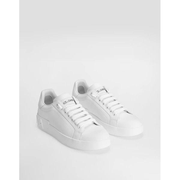 White Dolce & Gabbana Calfskin Portofino sneakers, view 2 | Sneakers