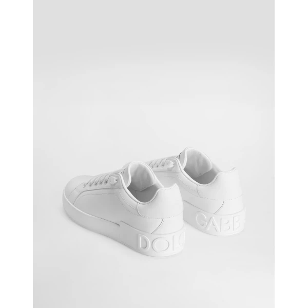 White Dolce & Gabbana Calfskin Portofino sneakers, view 3 | Sneakers